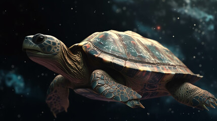 Plakat Tortoise fly in the space