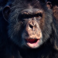 Old chimpanzee close up portrait