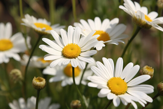 Daisy pictures showcase the cheerful and bright flowers of the Asteraceae family, typically featuring white petals and a yellow center. 