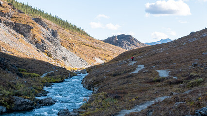 Running River with Water and Hills in Denali Alaska