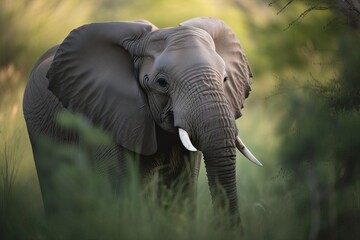 Fototapeta premium Mighty African Elephant, created with Generative AI technology