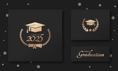 Fototapeta na wymiar Class of 2025 Year Graduation of Decorate Congratulation with Laurel Wreath for School Graduates