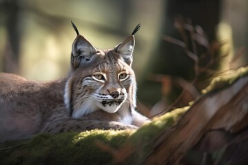 Fototapeta premium Majestic Eurasian Lynx, created with Generative AI technology