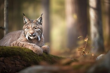 Majestic Eurasian Lynx, created with Generative AI technology