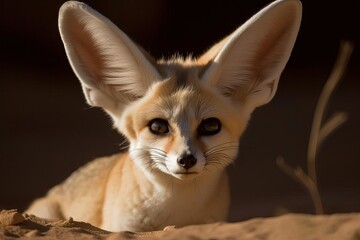 Obraz premium Adorable Fennec Fox, created with Generative AI technology