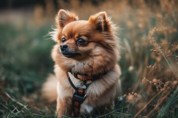 Dog enjoying a walk. Generative AI