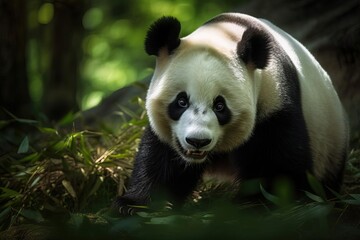 Obraz premium Beloved Giant Panda in the Chinese Forest, created with Generative AI technology