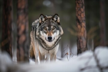 Intense Grey Wolf, created with Generative AI technology