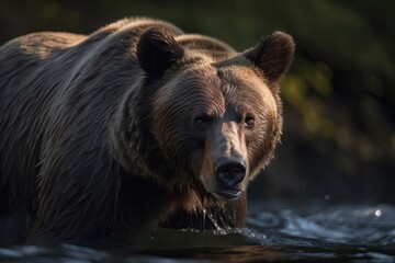 Fototapeta na wymiar Formidable Grizzly Bear, created with Generative AI technology