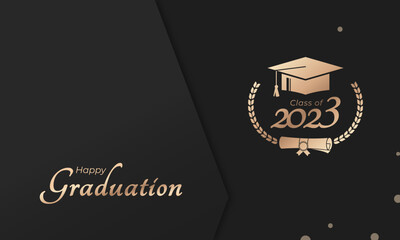 Fototapeta na wymiar Class of 2023 Year Graduation of Decorate Congratulation with Laurel Wreath for School Graduates