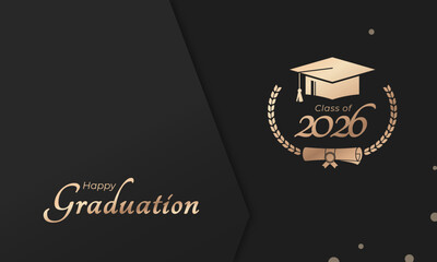 Class of 2026 Year Graduation of Decorate Congratulation with Laurel Wreath for School Graduates