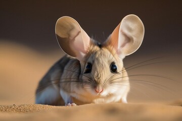 Tiny Jerboa Hopping Through the Desert Sands, created with Generative AI technology