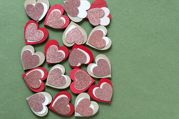 paper hearts on wood hearts