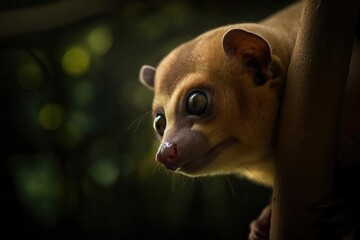 Adorable Kinkajou in the Tropical Rainforest, created with Generative AI technology