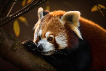 Obraz premium Adorable Red Panda in the Himalayan Forest, created with Generative AI technology