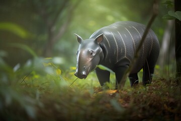 Fascinating Tapir in the Central American Rainforest, created with Generative AI technology