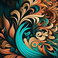 seamless floral pattern with swirls