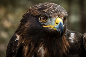 Obraz premium A pet eagle closely observing the photographer. Generative AI