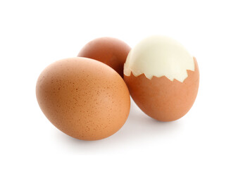 Fototapeta na wymiar Boiled chicken eggs isolated on white background