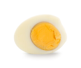 Half of delicious boiled egg isolated on white background