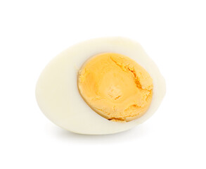 Half of delicious boiled egg isolated on white background