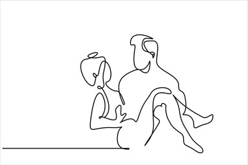 young couple in love man carrying woman in his arms marriage celebration joy happy moments line art