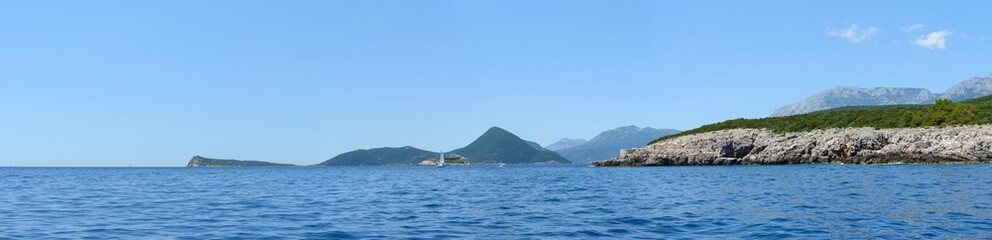 Fototapeta na wymiar Coastline near baymouth of Kotor bay between Montenegro and Croatia.