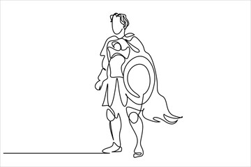 european greek roman medieval warrior soldier gladiator young man standing full body line art