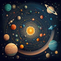 background with space illustrations