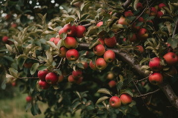 Fototapeta premium Apple pictures showcase the vibrant and juicy fruit of the Malus genus, typically featuring shades of red, green, and yellow.