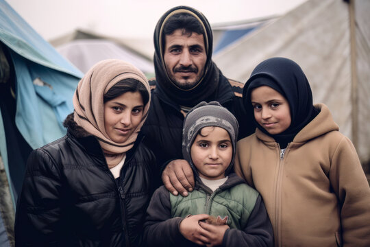 Porträt einer Flüchtlingsfamilie - Generative AI