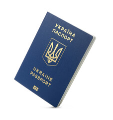 Ukrainian passport on white background