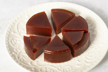 Guava sweet bars on a white plate