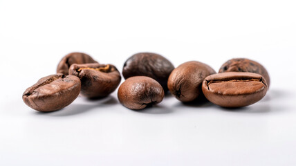 Whole roasted coffee beans in a close-up shot