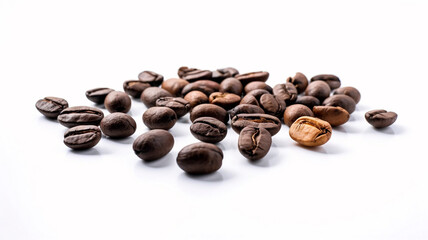 Isolated coffee beans with selective focus