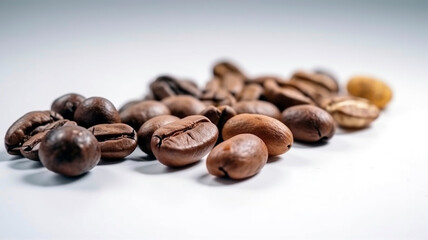 High-quality coffee beans on a white background