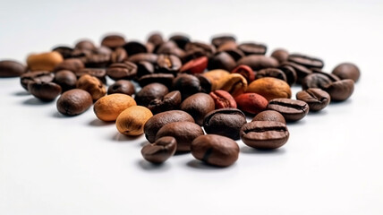 Roasted coffee beans with shallow depth of field