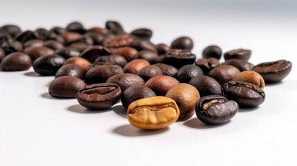 Aromatic roasted coffee beans close-up shot