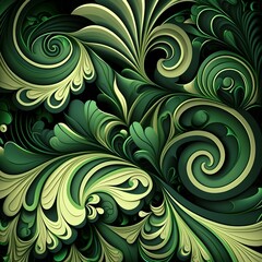 Fototapeta premium seamless floral pattern with leaves green