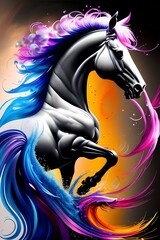 Fototapeta na wymiar Horse Fantasy Paint & Swirl