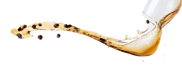 Coffee drink water mix bean seed fall pouring down form line of espresso black coffee splashes drop roasted coffee bean attack fluttering in air, stop motion freeze. Splash water drink seed texture