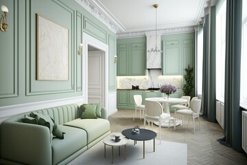 Fototapeta premium Modern scandinavian living room interior - 3d render Generative AI