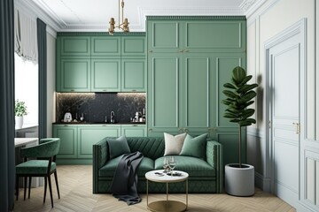 Modern scandinavian living room interior - 3d render Generative AI