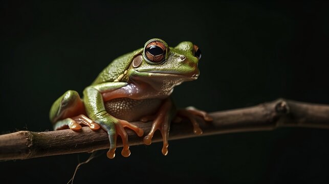 Cute little tree frog on a twig