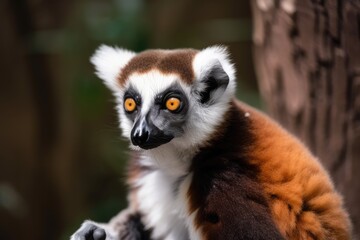Obraz premium Lemur considering some meal. Generative AI