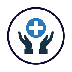 Obraz premium medical , first aid, box, plus, hand, first aid kit, first aid kits on hand icon