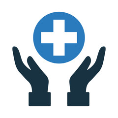 Obraz premium medical , first aid, box, plus, hand, first aid kit, first aid kits on hand icon