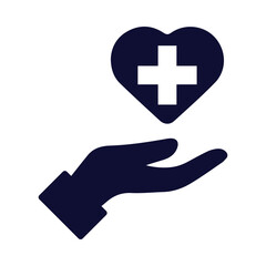 Obraz premium heart, medical, plus, hand, care, heart on hand icon