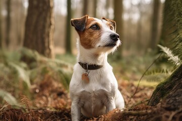In the wilderness, a Jack Russell terrier poses well for a portrait. Generative AI