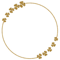 Gold Circle Frame Border with Flowers